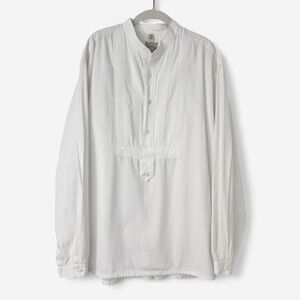 Vtg Wah Maker Mens L Western Frontier Shirt Banded Collar Cream Costume Quality